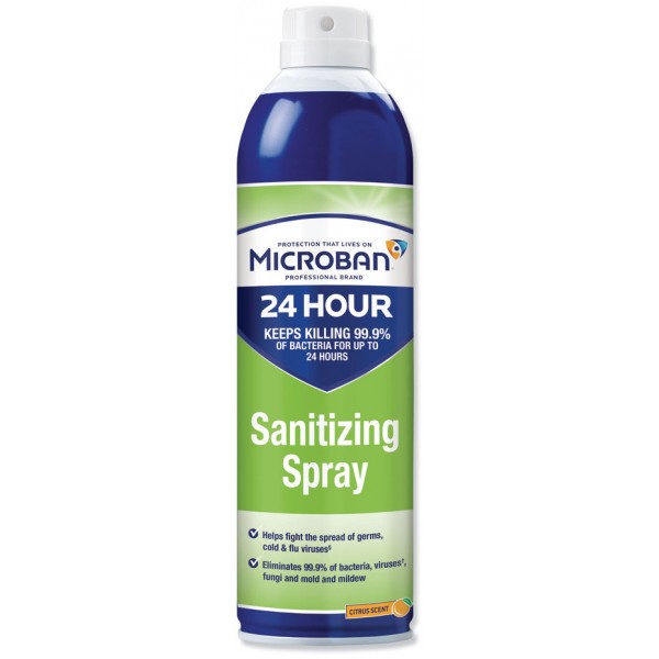 Microban 24-Hour Disinfectant Sanitizing Spray, Citrus Scent, 15 Oz